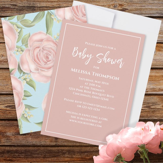 Chá de fraldas de Garota Floral Rosa Personalizado (Criador carregado)