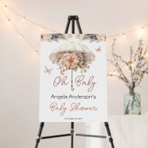 Chá de fraldas de Garota Guarda-chuvas Floral Rosa