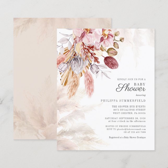 Chá de fraldas De Garotas Secas De Grama De Pampas (Frente/Verso)