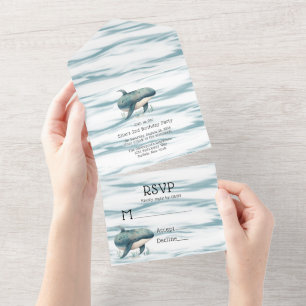 Chá de fraldas de Garoto de Baleia Azul com Aquare