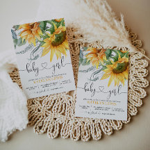 Chá de fraldas de girassol Convite para Menina
