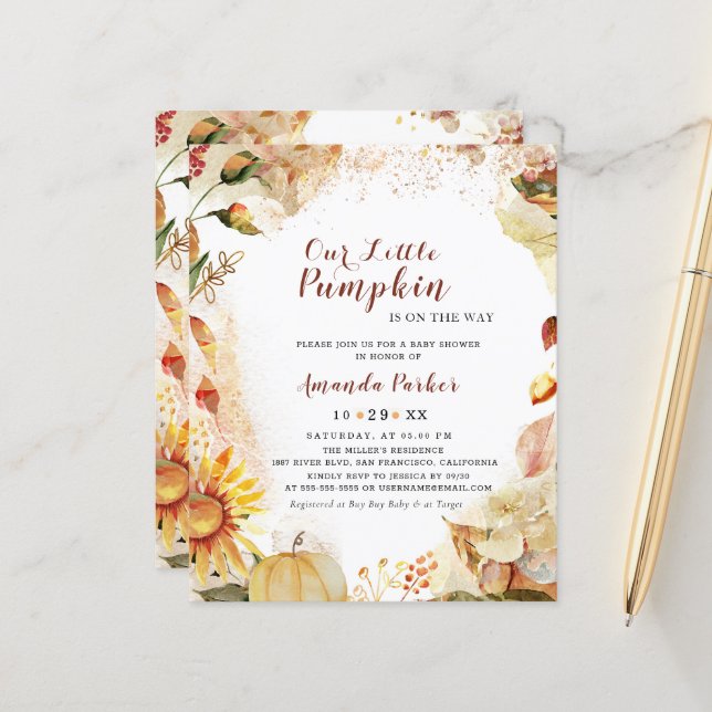 Chá de fraldas de girassol de outono de orçamento (Frente/Verso In Situ)