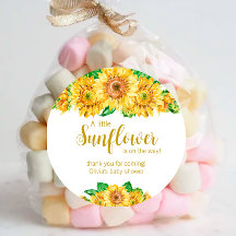 Chá de fraldas de girassol obrigado-te a etiqueta