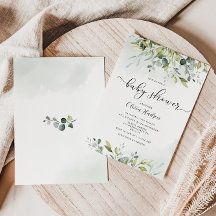 Chá de fraldas de Greenery eucalyptus Convite