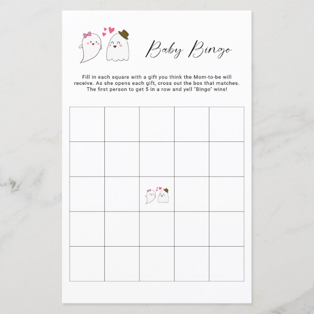 Chá de fraldas de Halloween Bingo Game Little Boo  (Frente)