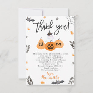 Chá de fraldas De Halloween Obrigado Cartões Peque