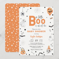 Chá de fraldas de Halloween Pequeno Boo convite la