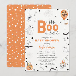 Chá de fraldas de Halloween Pequeno Boo convite la