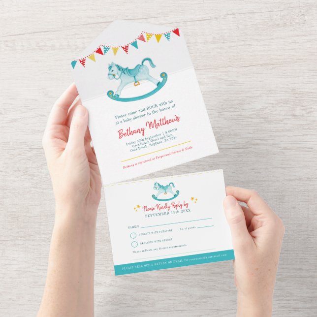 Chá de fraldas de hobby cavalo aqua aqua (Aba destacável)