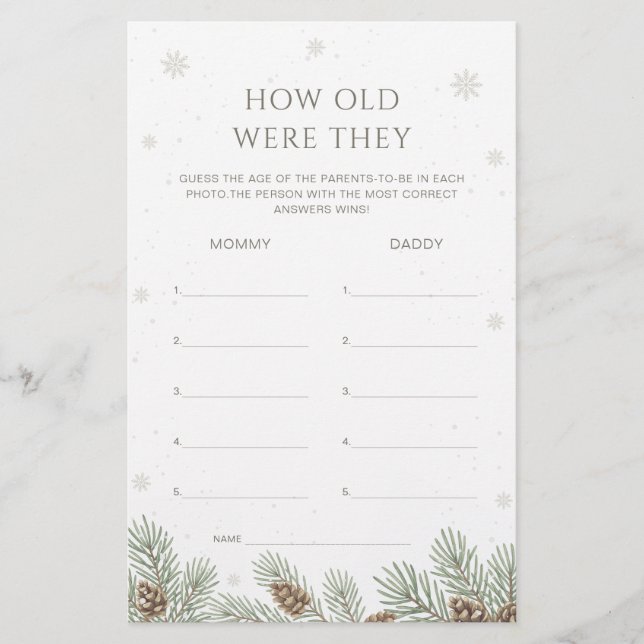 Chá de fraldas De Inverno Quantos Anos Eles Tinham (Frente)