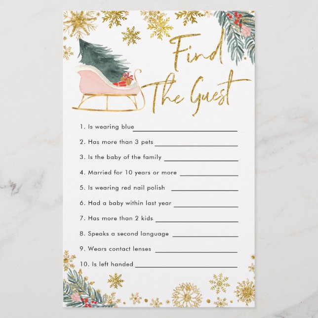 Chá de fraldas De Inverno Rosa Sleigh Encontra O C (Frente)