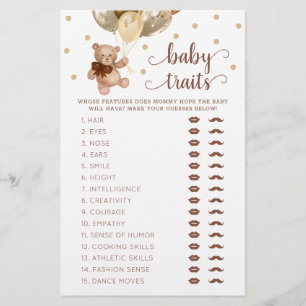 Chá de fraldas de Jogo Traços de Bebê do Urso de T