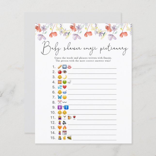 Chá de fraldas de jogos Emoji de flores selvagens (Frente/Verso)