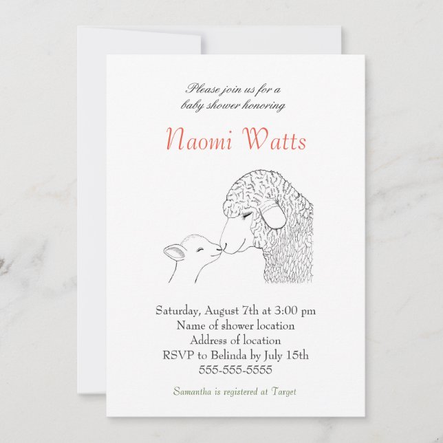 Chá de fraldas de Lamb Convite Chá de fraldas Cris (Frente)