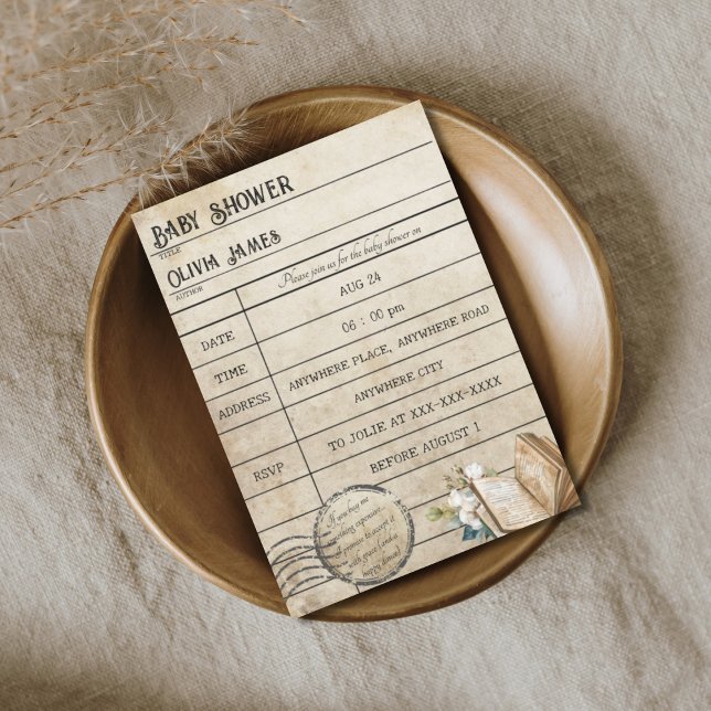 Chá de fraldas de livros de cartões de biblioteca  (Criador carregado)