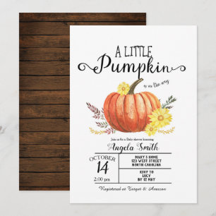Chá de fraldas De Madeira Pequeno Pumpkin Convite 