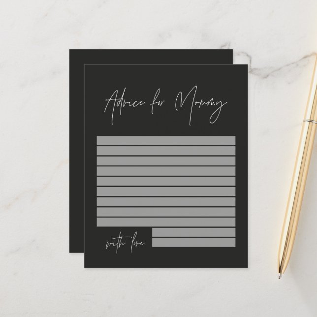 Chá de fraldas de mamãe preto-na moda (Frente/Verso In Situ)