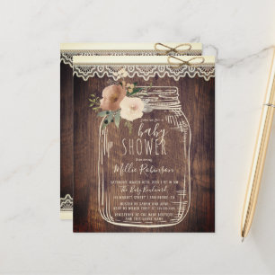 Chá de fraldas de Mason Jar Floral de Lace & Twine