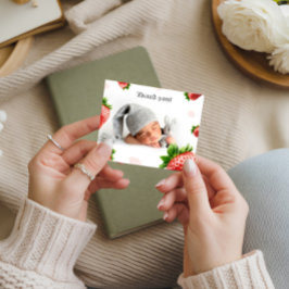 Chá de fraldas de morango - Cartões de agradecimen