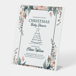 Chá de fraldas de Natal Convite Floral Branco Rosa