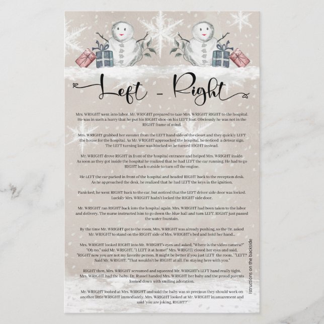 Chá de fraldas de Neve à Direita Esquerda (Frente)