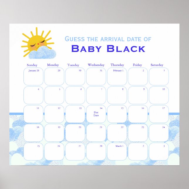 Chá de fraldas De Nuvens Azuis Adivinha A Poster D (Frente)