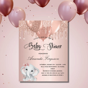 Chá de fraldas de orçamento blush rosa elefante