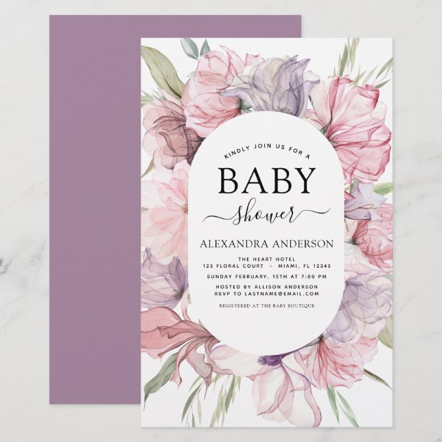 Chá de fraldas de orçamento Boho Rosa Dusty Púrpur (Frente/Verso)