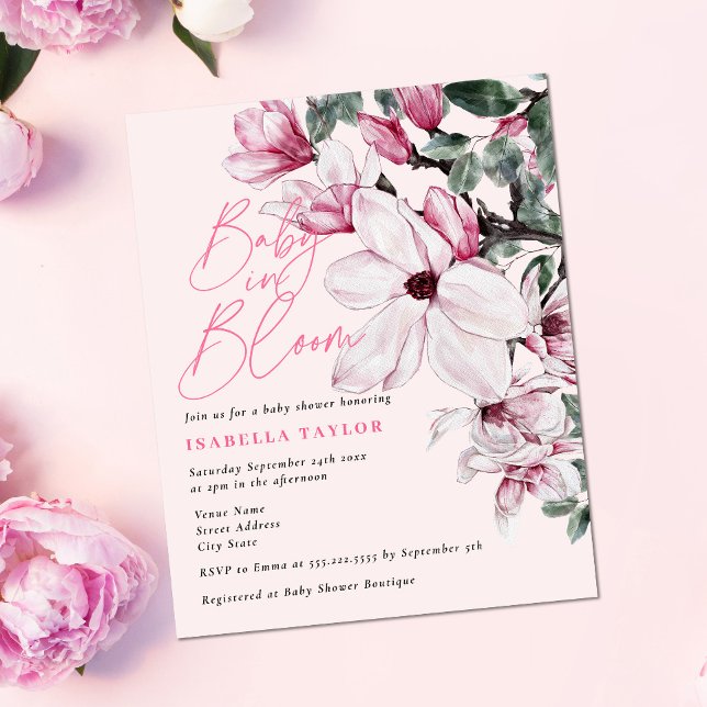 Chá de fraldas de Orçamento de Menina Floral Rosa  (Criador carregado)