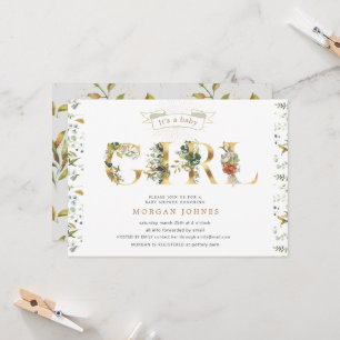 chá de fraldas de ouro floral é um convite femin