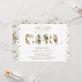 chá de fraldas de ouro floral é um convite feminin