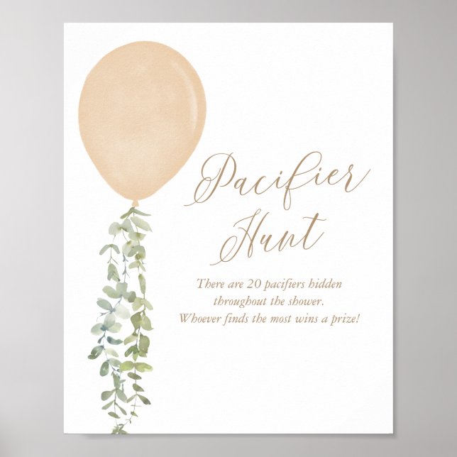 Chá de fraldas de Poster de Balão Azul de Caça Pac (Frente)