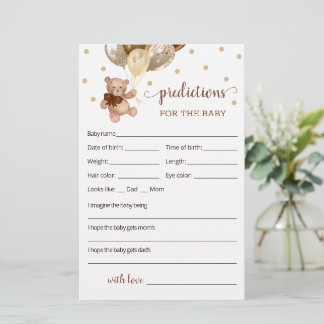 Chá de fraldas de Previsões de Bebê do Urso de Ted (Em pé/Frente)