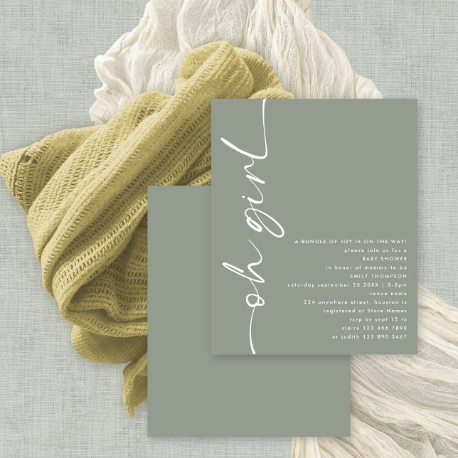 Chá de fraldas de Sage Rapariga do Script Orçament (Budget price smaller 4.5 x 5.6" alternative)