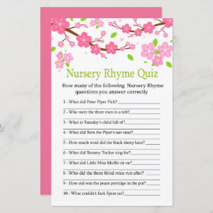 Chá de fraldas de Sakura Branch Nursery Rhyme Quiz