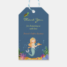 Chá de fraldas De Sereia Azul Obrigado Etiquetas D