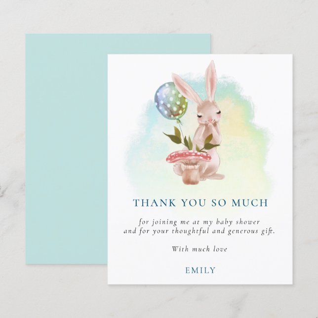 Chá de fraldas De Teal Cony Do Orçamento Obrigado (Frente/Verso)