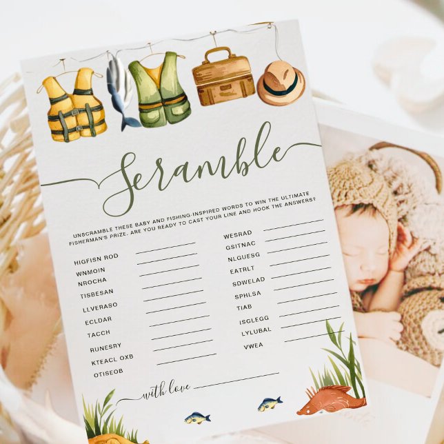 Chá de fraldas de Tema de Pesca Desembaralhar Jogo (Criador carregado)