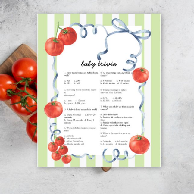 Chá de fraldas de tomate - Jogo Baby Trivia (Criador carregado)