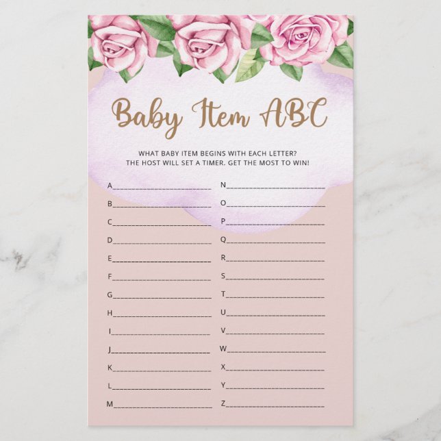 Chá de fraldas de ursinho Bebê Item ABC Jogo (Frente)