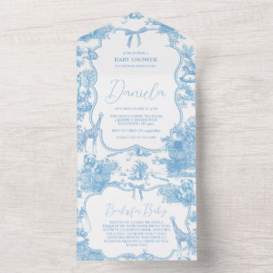 Chá de fraldas de Urso Branco Azul de Jouy