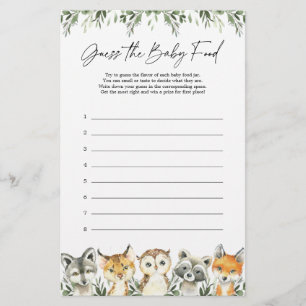 Chá de fraldas De Woodland Adivinha O Jogo Da Comi