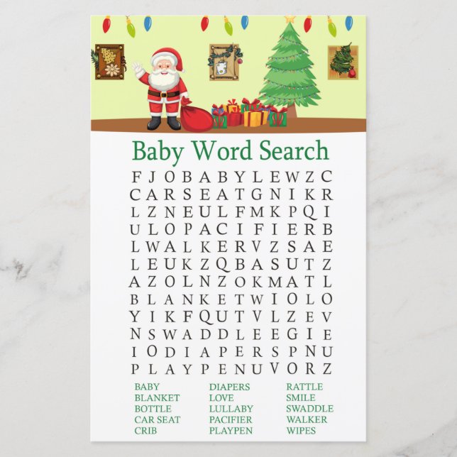 Chá de fraldas do Papai Noel - Jogo de Pesquisa do (Frente)