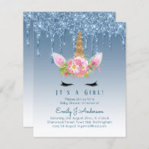 Chá de fraldas do Unicórnio  Blue Girls Cute