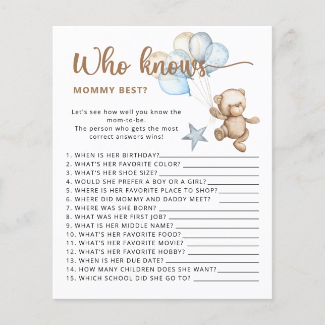 Chá de fraldas do urso adivinha quantos ursos pelu (Frente)