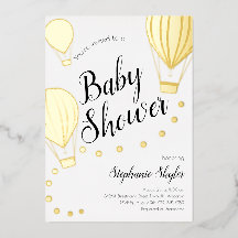 Chá de fraldas Dourado de balão de ar quente