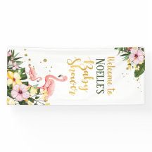 Chá de fraldas Dourado Flamingo Floral, Rosa Tropi
