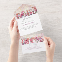 Chá de fraldas e Livros para Bebê Rosa Floral Dour