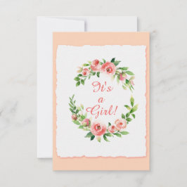 Chá de fraldas É um Cartão Plano de Convite Rosa p