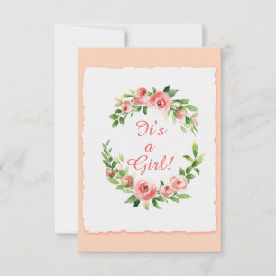 Chá de fraldas É um Cartão Plano de Convite Rosa p